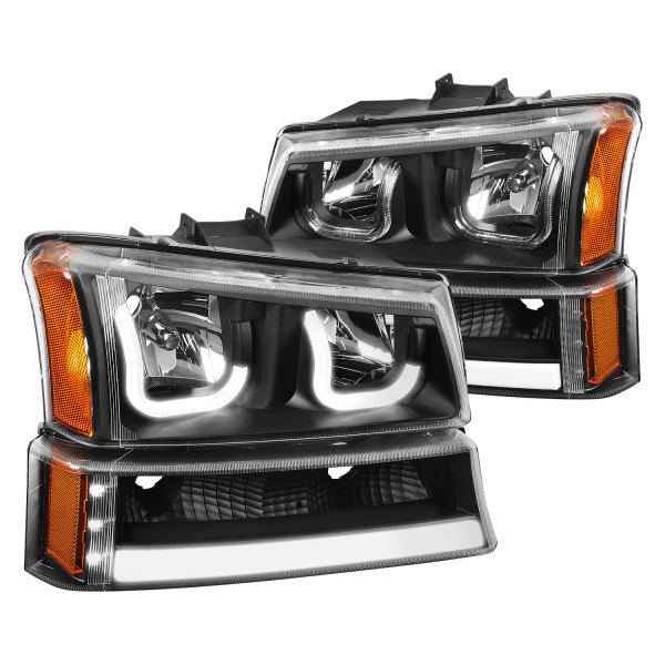 Lumen® - Black LED DRL Bar Headlights with Turn Signal/Parking Lights