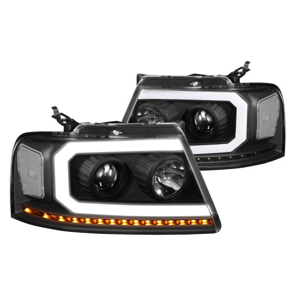 Lumen® - Black DRL Bar Projector Headlights with Sequential LED Turn Signal