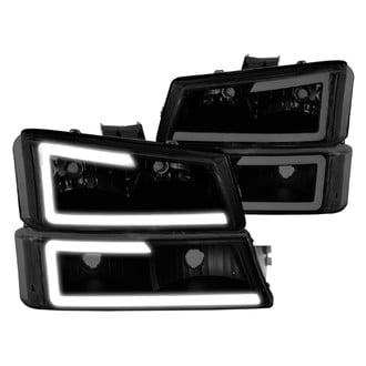 Lumen® - Black/Smoke LED DRL Bar Headlights with Turn Signal/Parking Lights