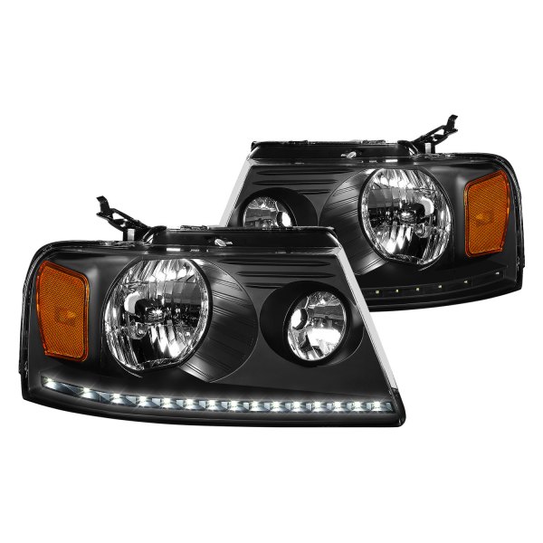 Lumen® - Black Euro Headlights with LED DRL