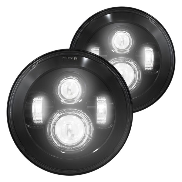 Lumen® - 7" Round Black Projector LED Headlights
