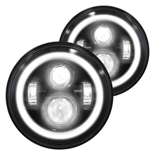 Lumen® - 7" Round Black Swithcback Halo Projector LED Headlights
