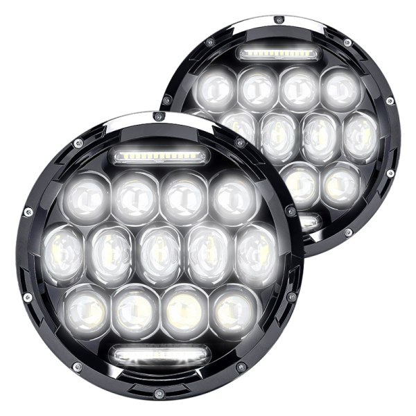 Lumen® - 7" Round Black Projector LED Headlights with DRL