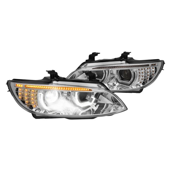 Lumen® - Chrome 3D Crystal DRL Bar Projector Headlights with Sequential LED Turn Signal