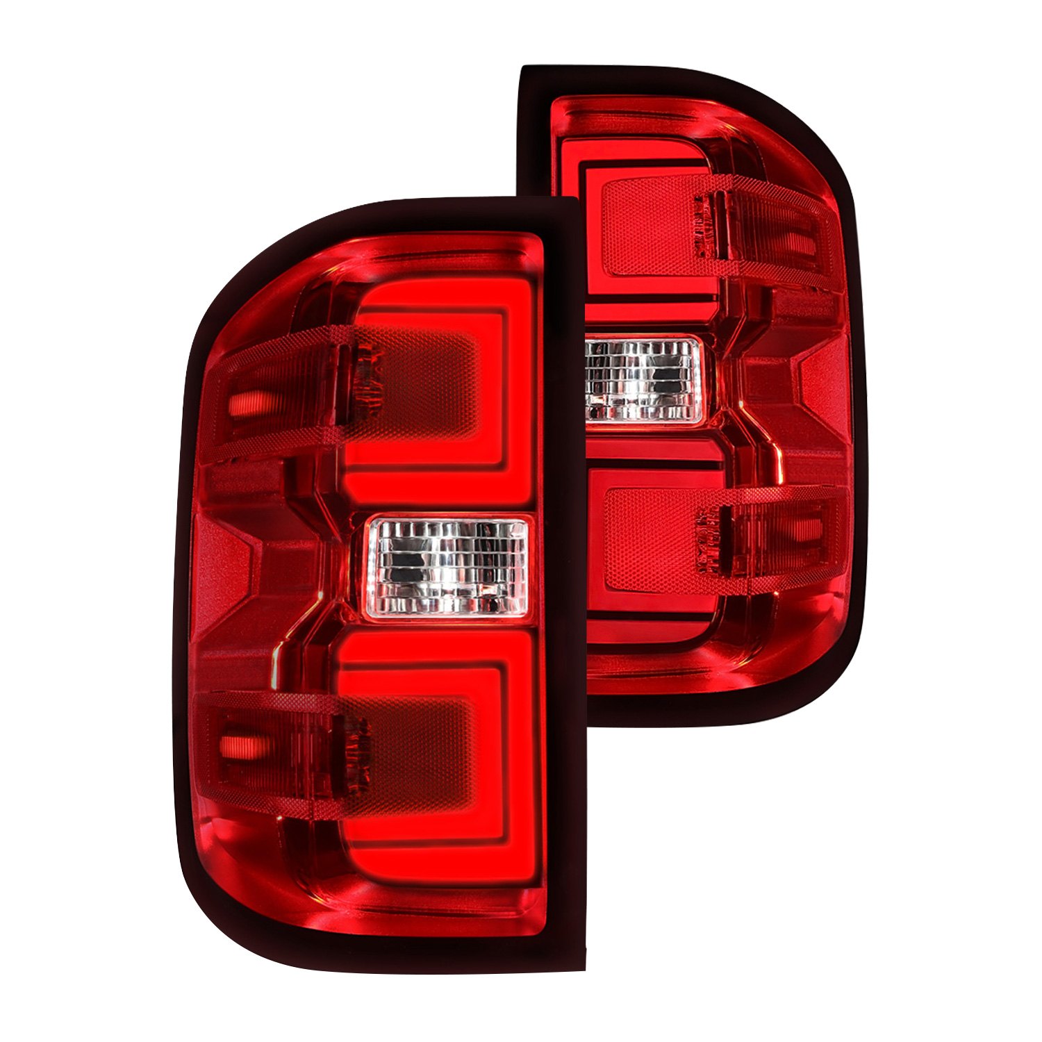 Lumen® 881002054 Chrome/Red Fiber Optic LED Tail Lights
