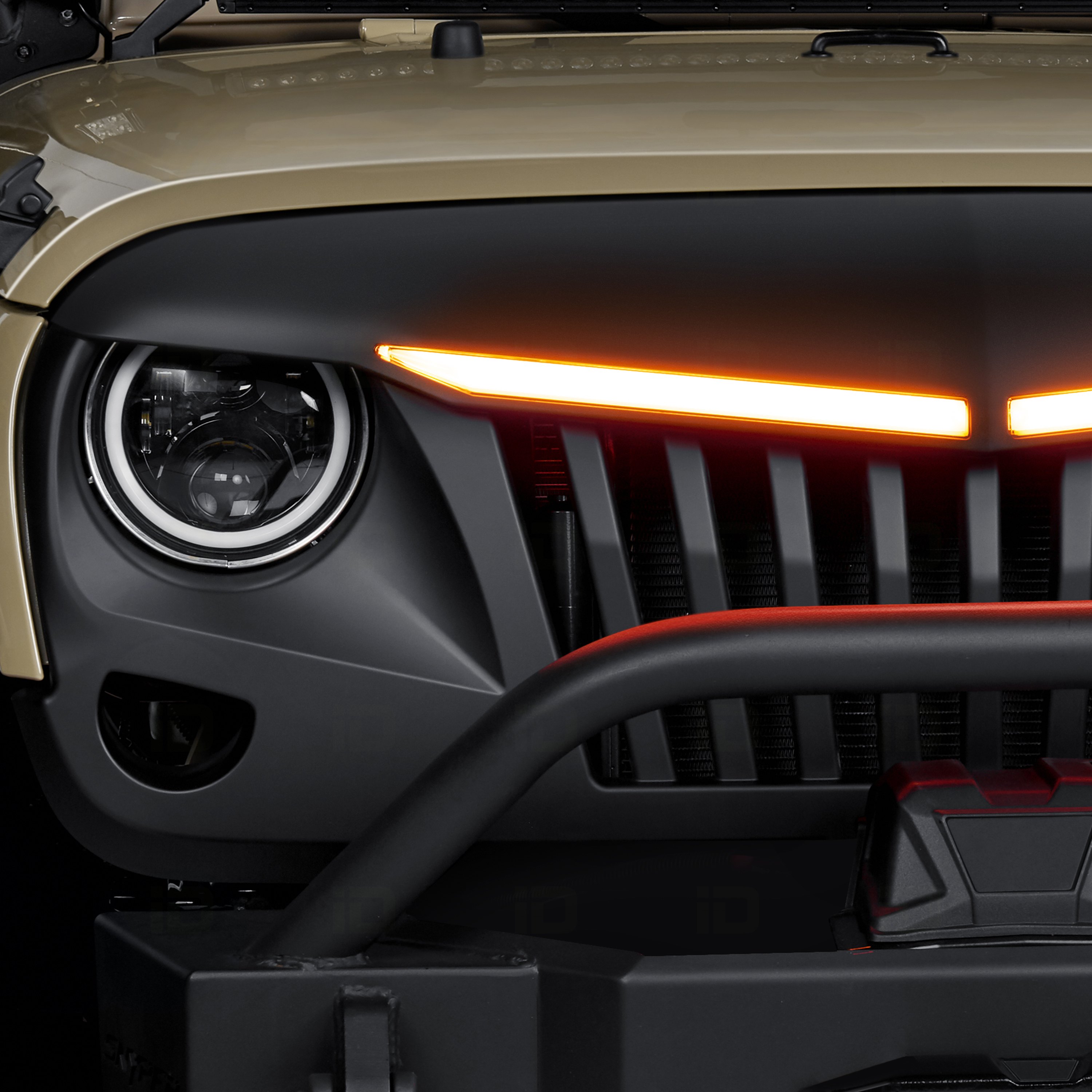 Black Grille For Jeep Wrangler JK 2007-2017 Front Bumper Grill with Turning Signal Light 