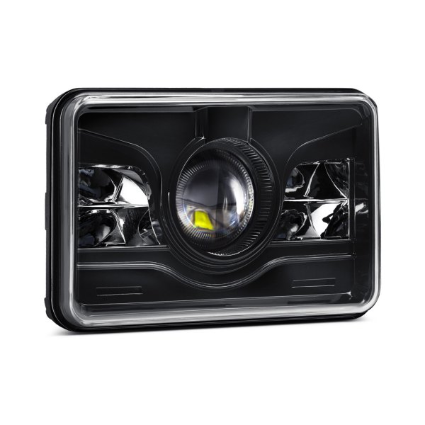 Lumen® - 4x6" Rectangular Black Projector LED Headlight