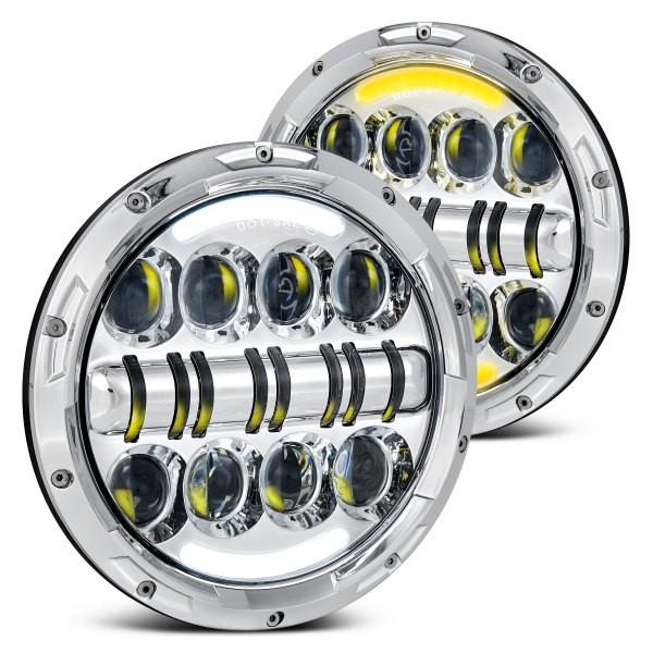 Lumen® - 7" Round Chrome Projector LED Headlights with DRL