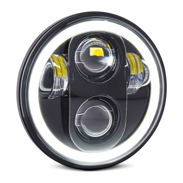 Lumen® - 5 3/4" Round Black Projector LED Headlight with Switchback Halo