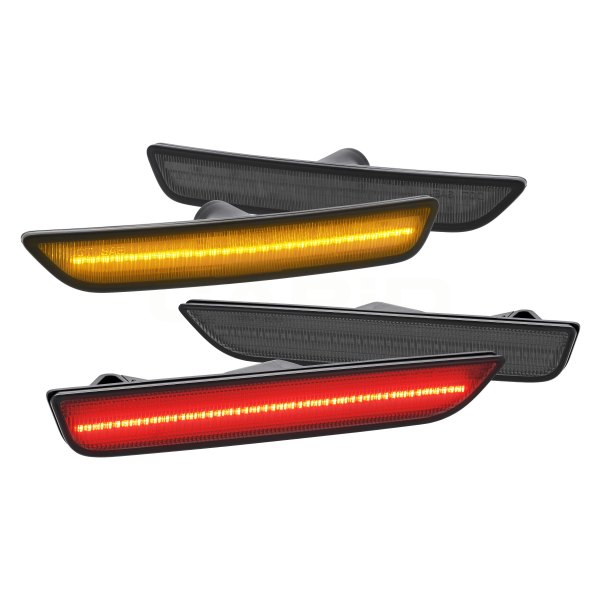 Lumen® - Black/Smoke LED Side Marker Lights, Ford Mustang