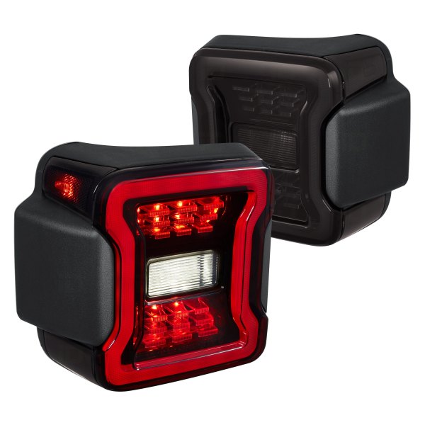 Lumen® - Black Fiber Optic LED Tail Lights, Jeep Wrangler
