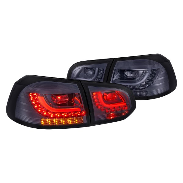 Lumen® - Black/Smoke Fiber Optic LED Tail Lights, Volkswagen Golf