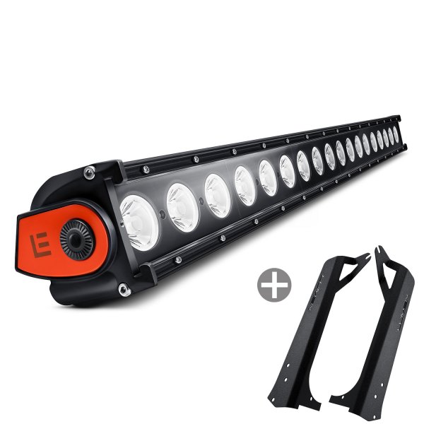 Lumen® - Windshield Frame Mounted 50" 300W Single Row LED Light Bar with Illuminated End Caps