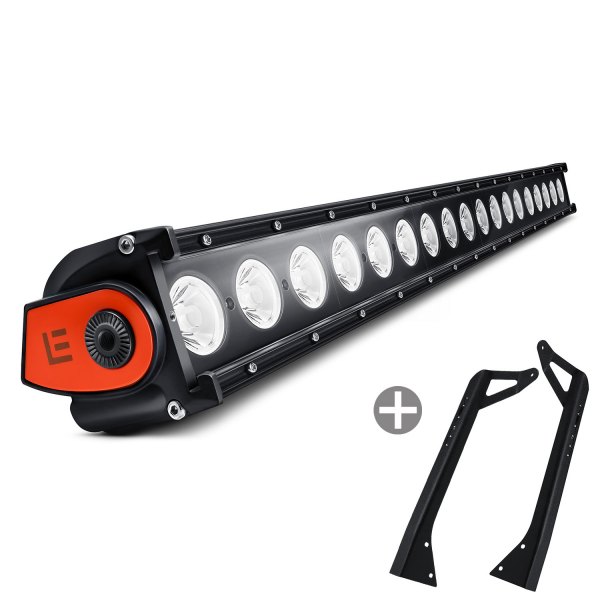 Lumen® - Windshield Frame Mounted 50" 300W Single Row LED Light Bar with Illuminated End Caps