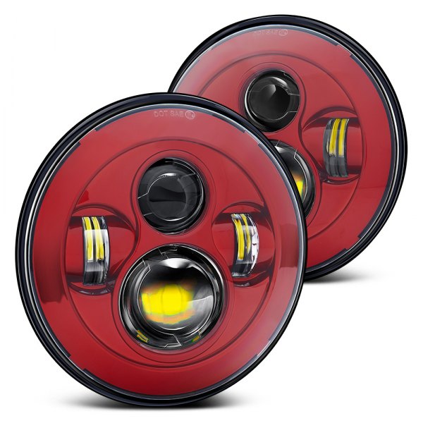 Lumen® - 7" Round Red Projector LED Headlights