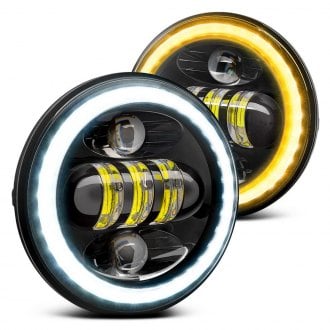 Lumen® - 5 3/4" Round High/Low Beam Black Projector LED Headlights with Switchback Halo