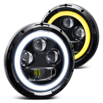 Lumen® - 7" Round Black Projector LED Headlights with Switchback Halo