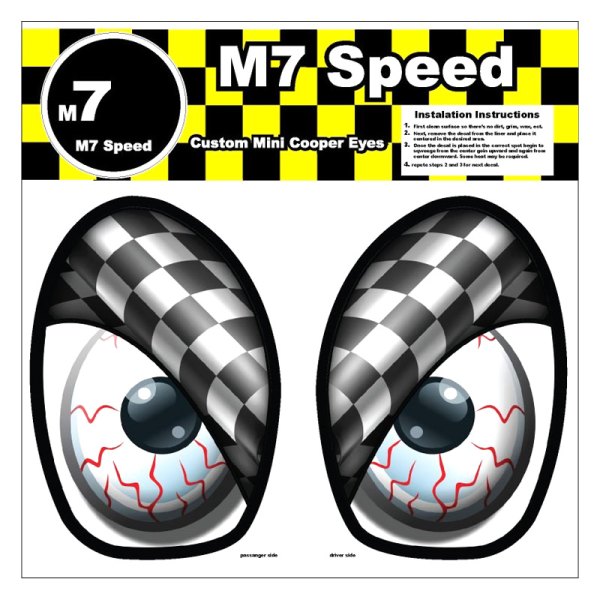 M7 Speed® - Checkered Flag-Grayscale Underhood Eye Decal Set