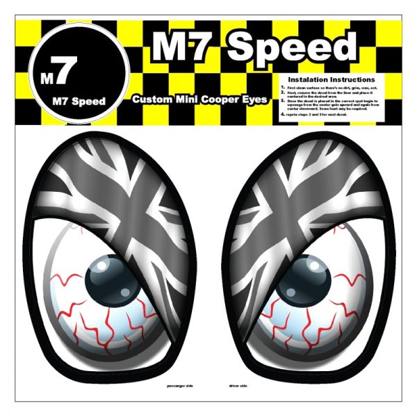 M7 Speed® - Union Jack Flag-Grayscale Underhood Eye Decal Set