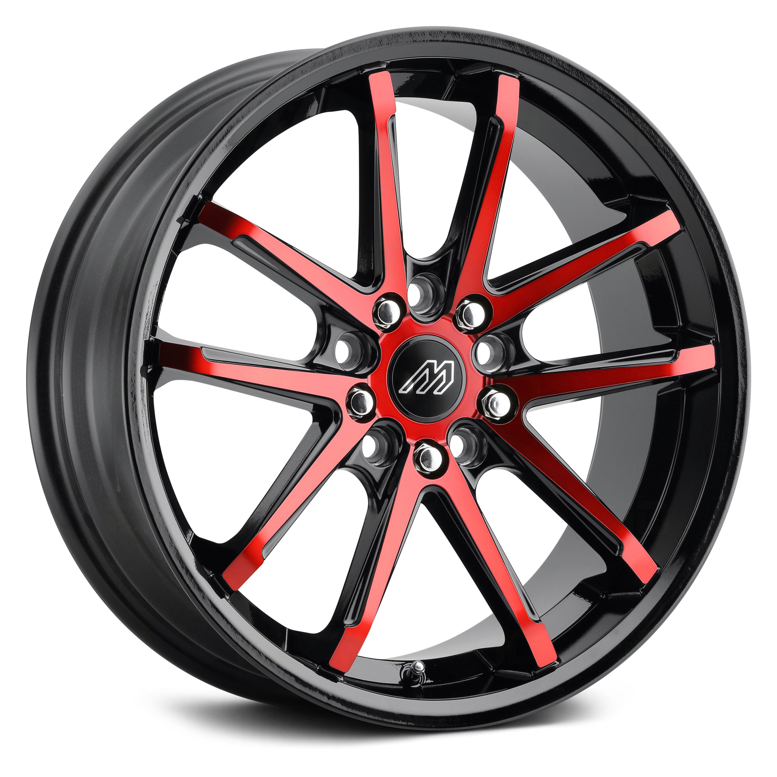most Duel 完組ホイールセット 700C ブラック/レッド MACH PERFORMANCE® MP58 Wheels - Gloss Black with Red Face Rims