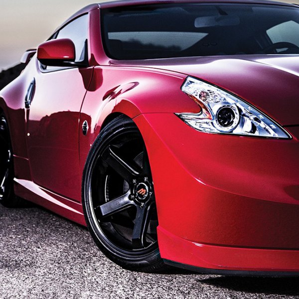 MACH® - ME5 Satin Black Red Center Cap on Nissan 370Z