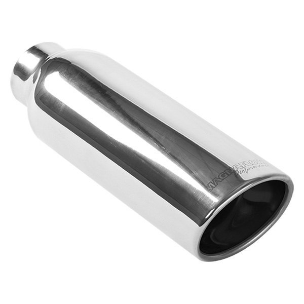 MagnaFlow® - American Muscle Stainless Steel Round Resonated Rolled Edge Angle Cut Double-Wall Polished Exhaust Tip
