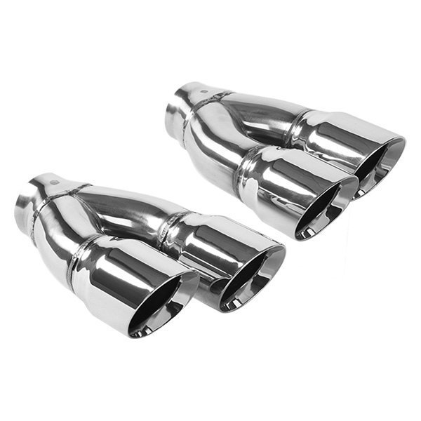 MagnaFlow® - Passenger and Driver Side Stainless Steel Round Angle Cut Dual Polished Exhaust Tips