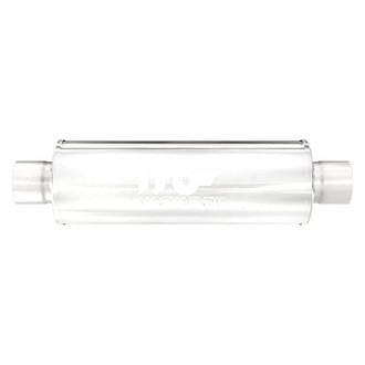 MagnaFlow® - Stainless Steel Round Chamber Bi-Direction Satin Gray Exhaust Muffler (2.25" Center ID, 2.25" Center OD, 22" Length)