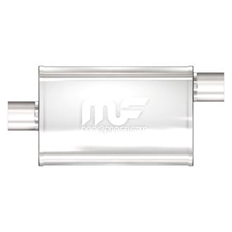 MagnaFlow® - Stainless Steel Oval Bi-Direction Satin Gray Exhaust Muffler (2" Center ID, 2" Offset OD, 14" Length)