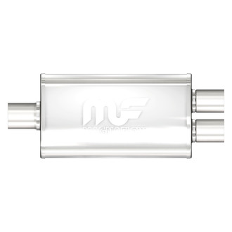 MagnaFlow® - Stainless Steel Oval Bi-Direction Satin Gray Exhaust Muffler (2.25" Center ID, 2" Dual OD, 14" Length)