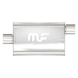 MagnaFlow® - Stainless Steel Oval Bi-Direction Satin Gray Exhaust Muffler (3" Center ID, 3" Offset OD, 14" Length)