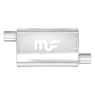 MagnaFlow® - Stainless Steel Oval Bi-Direction Satin Gray Exhaust Muffler (2.25" Offset ID, 2.25" Offset OD, 18" Length)