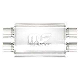 MagnaFlow® - Stainless Steel Oval Bi-Direction Satin Gray Exhaust Muffler (2.25" Dual ID, 2.25" Dual OD, 11" Length)