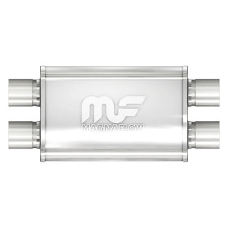 MagnaFlow® - Stainless Steel Oval Bi-Direction Satin Gray Exhaust Muffler (2.5" Dual ID, 2.5" Dual OD, 14" Length)