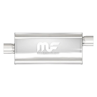 MagnaFlow® - Stainless Steel Oval Bi-Direction Satin Gray Exhaust Muffler (3" Center ID, 3" Offset OD, 14" Length)