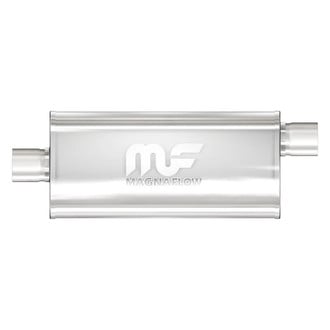 MagnaFlow® - Stainless Steel Oval Bi-Direction Satin Gray Exhaust Muffler (2.5" Center ID, 2.5" Offset OD, 18" Length)