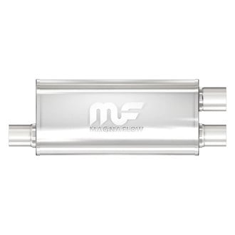 MagnaFlow® - Stainless Steel Oval Bi-Direction Satin Gray Exhaust Muffler (2.5" Offset ID, 2.25" Dual Sides OD, 18" Length)
