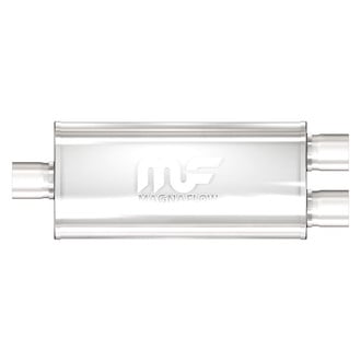 MagnaFlow® - Stainless Steel Oval Bi-Direction Satin Gray Exhaust Muffler (3" Center ID, 3" Dual OD, 18" Length)