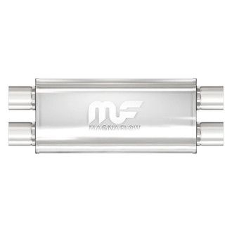 MagnaFlow® - Stainless Steel Oval Bi-Direction Satin Gray Exhaust Muffler (2.5" Dual ID, 2.5" Dual OD, 18" Length)