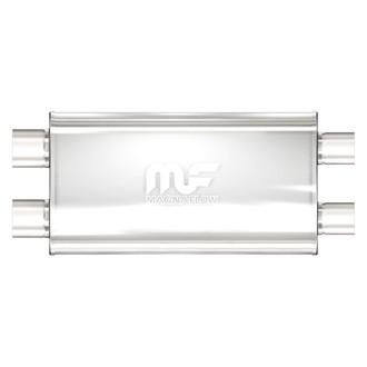 MagnaFlow® - Stainless Steel Oval Bi-Direction Satin Gray Exhaust Muffler (2.5" Dual ID, 2.5" Dual OD, 22" Length)