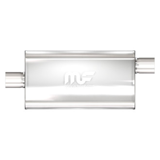 MagnaFlow® - Stainless Steel Oval Bi-Direction Satin Gray Exhaust Muffler (2.5" Center ID, 2.5" Offset OD, 22" Length)