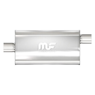 MagnaFlow® - Stainless Steel Oval Bi-Direction Satin Gray Exhaust Muffler (3" Center ID, 3" Offset OD, 22" Length)