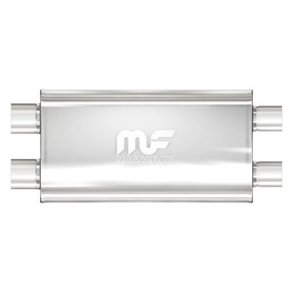 MagnaFlow® - Stainless Steel Oval Bi-Direction Satin Gray Exhaust Muffler (3" Dual ID, 3" Dual OD, 22" Length)