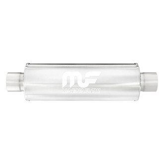 MagnaFlow® - Stainless Steel Round Chamber Bi-Direction Satin Gray Exhaust Muffler (4" Center ID, 4" Center OD, 30" Length)
