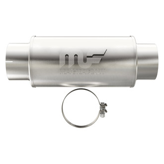 MagnaFlow® - Stainless Steel Round Chamber Bi-Direction Satin Gray Exhaust Muffler (5" Center ID, 5" Center OD, 14" Length)
