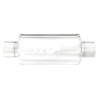 MagnaFlow® - Race Series Stainless Steel Round Silver Exhaust Muffler (2.5" Center ID, 2.5" Center OD, 6" Length)