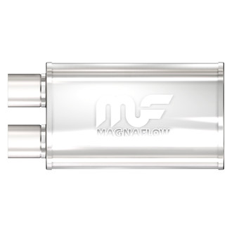 MagnaFlow® - Stainless Steel Oval Bi-Direction Silver Exhaust Muffler (2.5" Offset ID, 2.5" Offset OD, 14" Length)