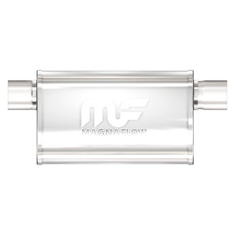MagnaFlow® - Stainless Steel Oval Bi-Direction Silver Exhaust Muffler (2.5" Offset ID, 2.5" Same Side Offset OD, 14" Length)