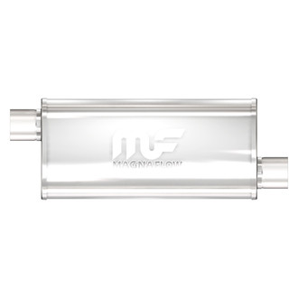 MagnaFlow® - Stainless Steel Oval Bi-Direction Silver Exhaust Muffler (3" Offset ID, 3" Offset OD, 18" Length)