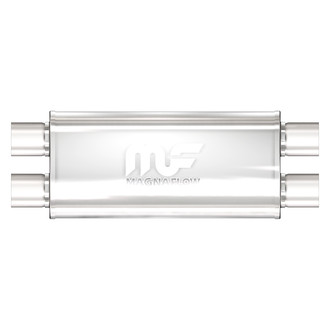 MagnaFlow® - Stainless Steel Oval Bi-Direction Silver Exhaust Muffler (2.5" Dual ID, 2.5" Dual OD, 18" Length)